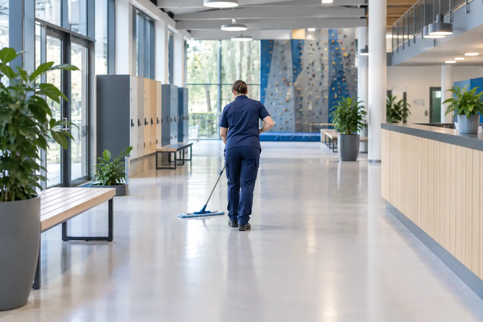 Foyer einer Freizeiteinrichtung mit sauberem Boden