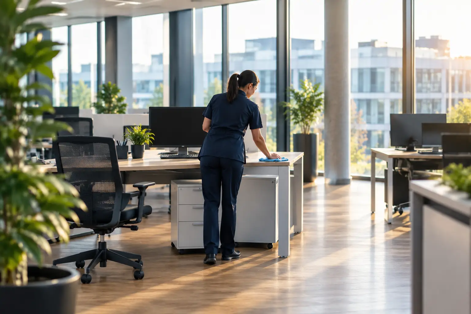 Regelmäßige Unterhaltsreinigung in einem Büro in Münster